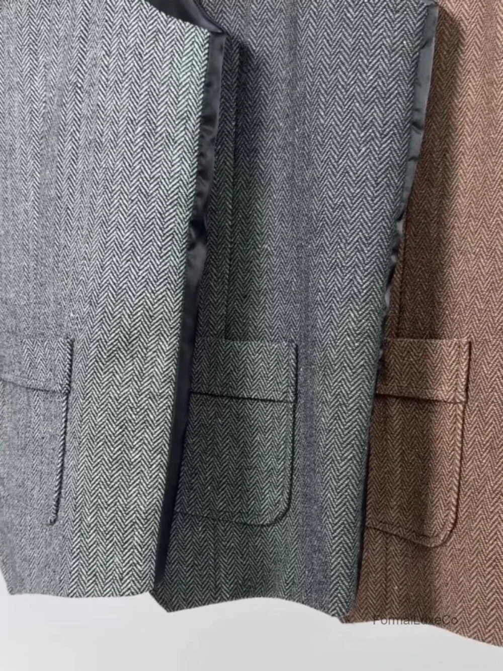 Mens Herringbone Vest Formal Waistcoat Slim Fit Wedding Party